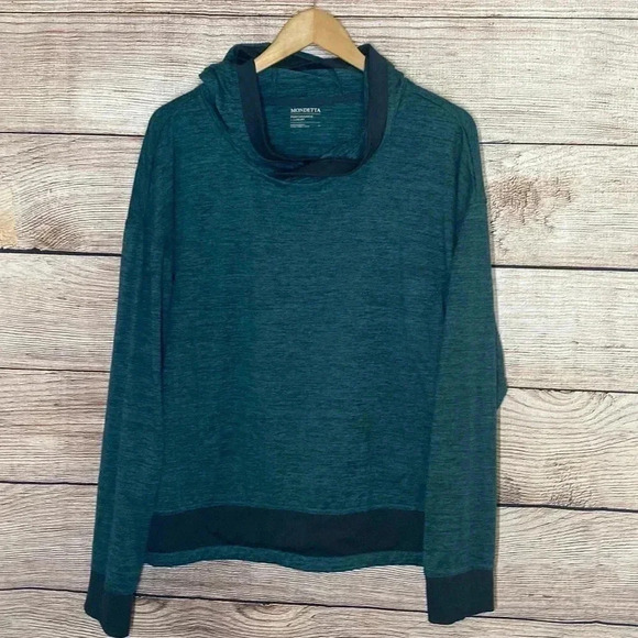 Mondetta Performances Luxury Long Sleeve Hoodie Blue Sweater Women Size Large - Picture 1 of 3